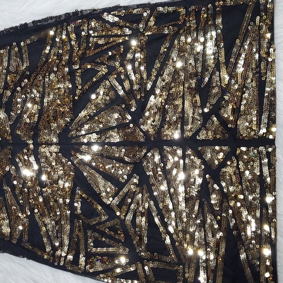 bebe black with gold sequin mini dress - Picture 6 of 10